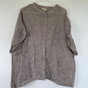 Eileen Fisher Organic Linen Women’s 3X Button Down short sleeve top